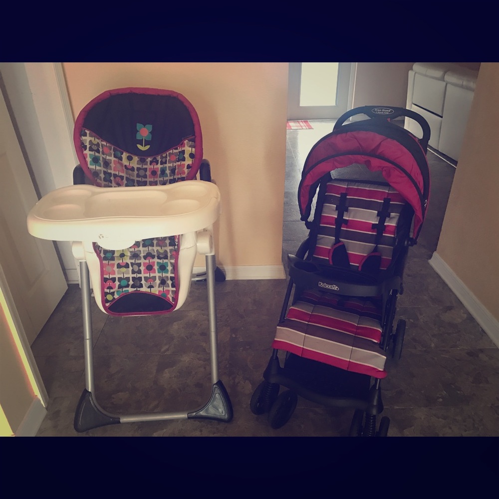 Stroller and high chair. Color is gender neutral.